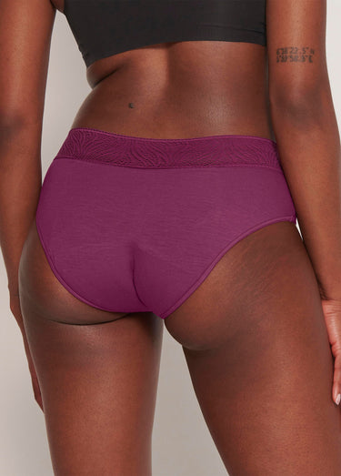 Culotte anti-fuites, ceinture dentelle Prune