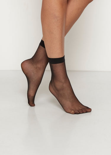 Socquettes en voile, 17 deniers Noir
