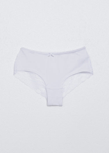 Shortys dos détail en dentelle coton Blanc/Taupe