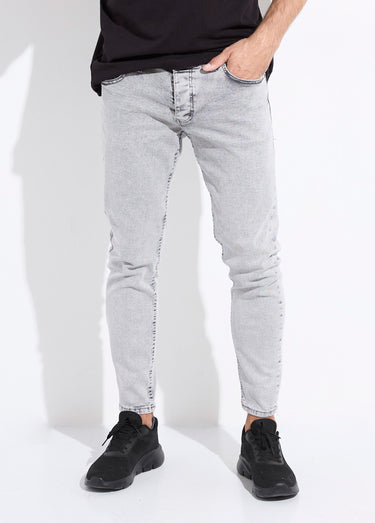 Jean 5 poches slim délavé, coupe slim Gris