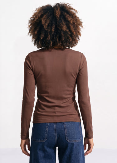 T-shirt manches longues col danseuse Chocolat