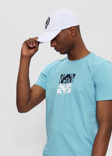 T-shirt col rond avec logo poitrine Bleu