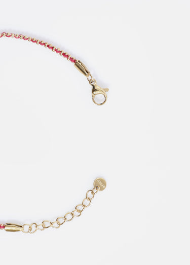 Bracelet maille perlée et motif cœur Dore