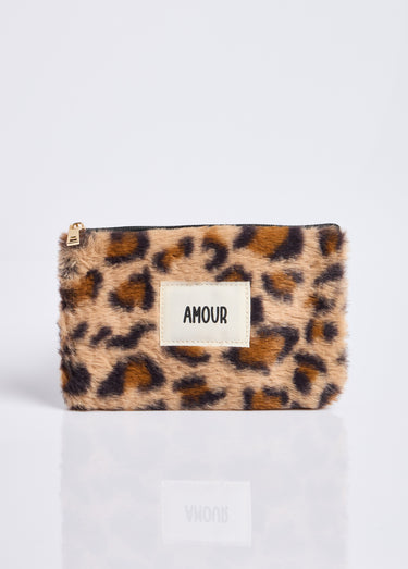 Pochette porte monnaie fourrure léopard Leopard