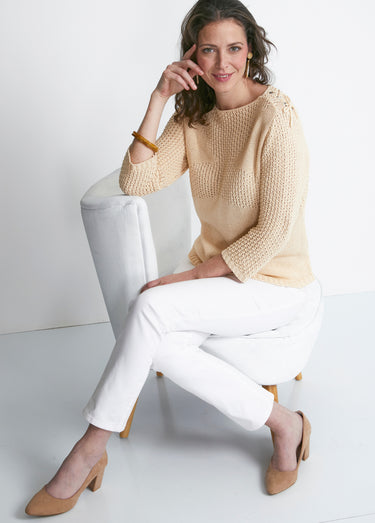 Pull col rond laçage fantaisie Ficelle