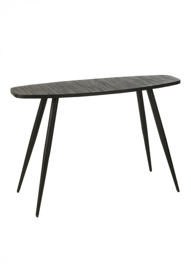 Console bois texturé, pieds compas Noir