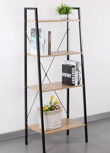 Etagère design large métal foncé et bois Beige/Noir