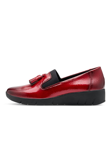 Mocassins vernis compensés à glands Bordeaux
