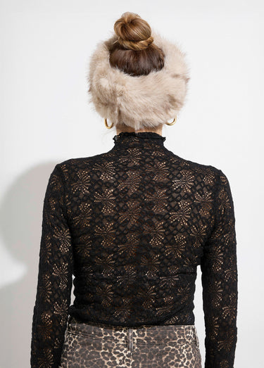 Bandeau headband chic en fourrure Ecru