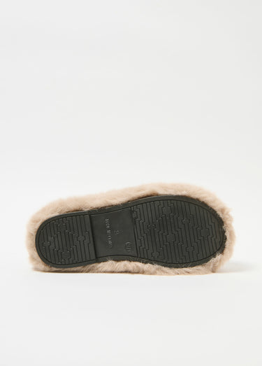 Mule tendance en fausse fourrure Beige