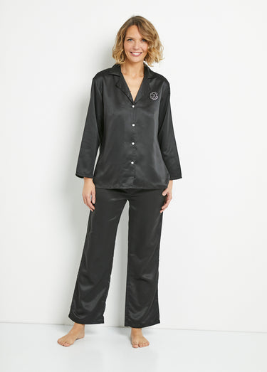 Veste Pyjama chic satin Noir