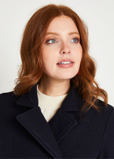 Manteau caban court double boutonnage Marine