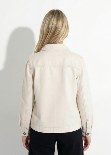 Veste worker en jean boutonnée mi-saison Ecru