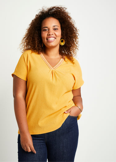 T-shirt long ample uni brodé Safran