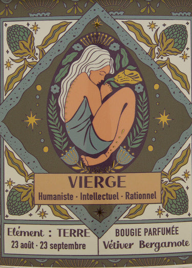 Bougie parfumée thème Signe du zodiaque Vierge