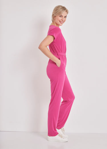 Combinaison pantalon maille extensible Fuchsia