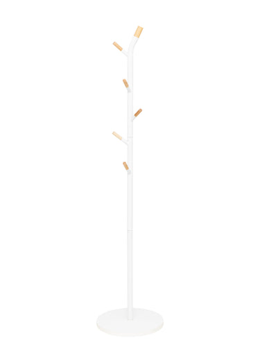 Porte manteaux acier bois avec 6 patères Blanc