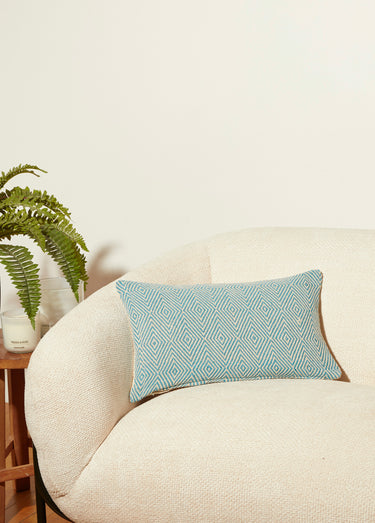 Housse coussin tissée 30x50cm, losanges Losange Bleu