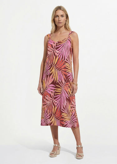 Robe longue sans manches bretelles bijou Multicolore