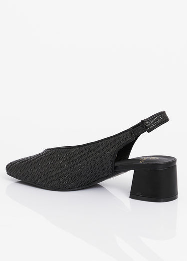 Escarpins bride slingback, effet tissé Noir