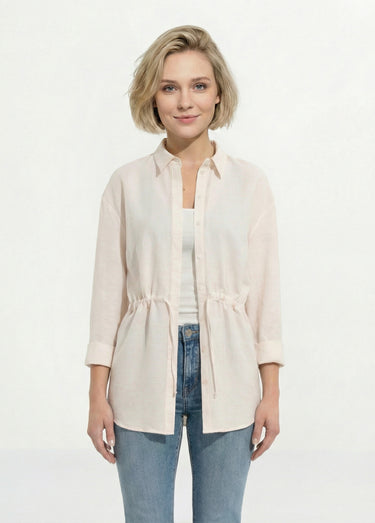 Surchemise boutonnée ceinturée Beige