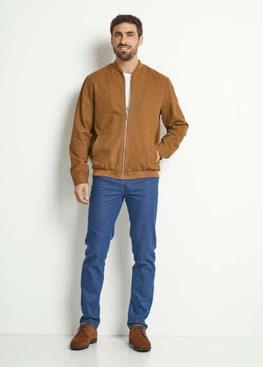 Blouson zippé type teddy Cognac