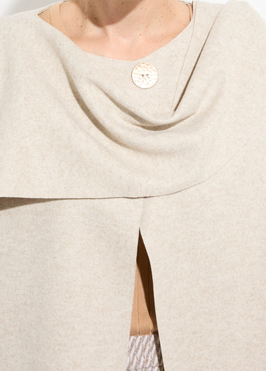 Veste bouton bijou métal et écharpe Beige