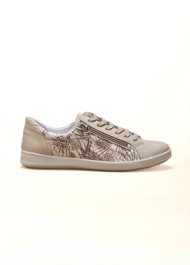 Baskets cuir zippées grande largeur Imprime Beige