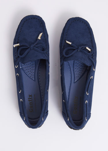 Mocassins en suédine avec œillets métal Bleu