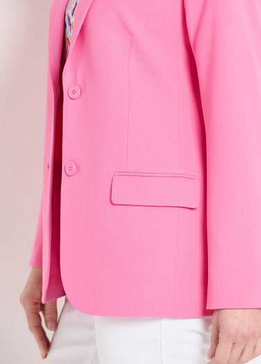 Veste blazer coupe droite maille unie Rose