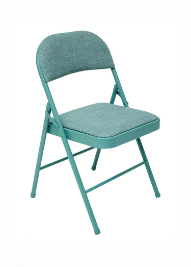 Chaise pliante métal, assise tissu chiné Vert