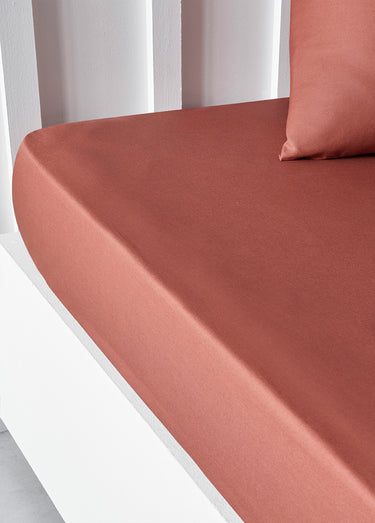 Drap-housse coton uni Terracotta