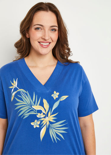 Robe de plage courte coton Bleu