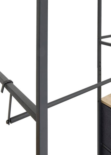 Penderie modulable métal + 6 paniers Noir gris bois