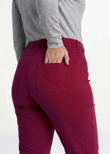 Pantalon droit 5 poches coton stretch Bordeaux