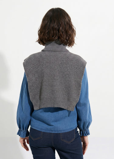 Plastron chaud col roulé en maille Gris