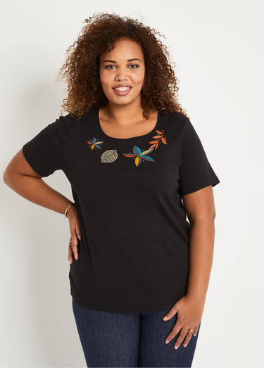 T-shirt droit long manches courtes Noir