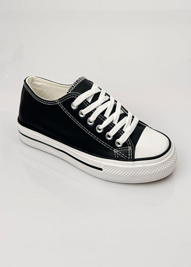 Baskets simili cuir lacets inspiration US Noir