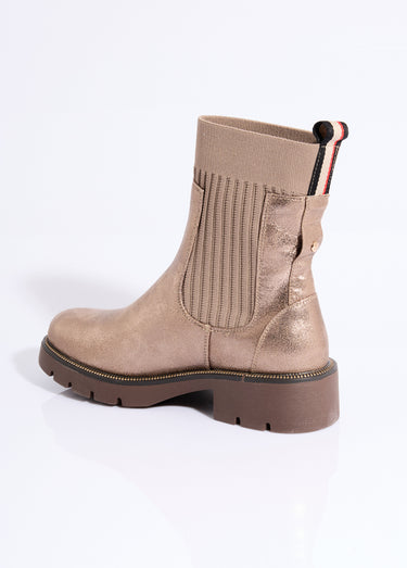 Boots crantées hautes façon chaussettes Taupe