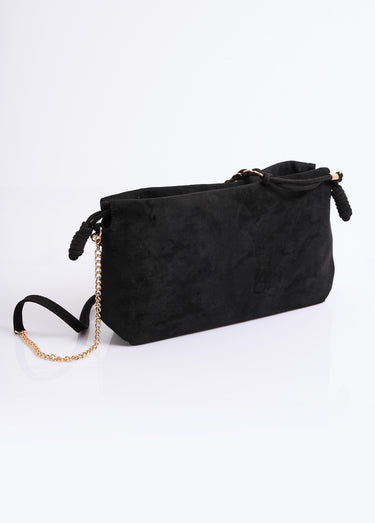 Sac à main pochette chic, en suédine Noir