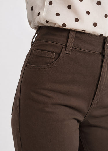 Jean cropped coupe balloon, bas resserré Chocolat