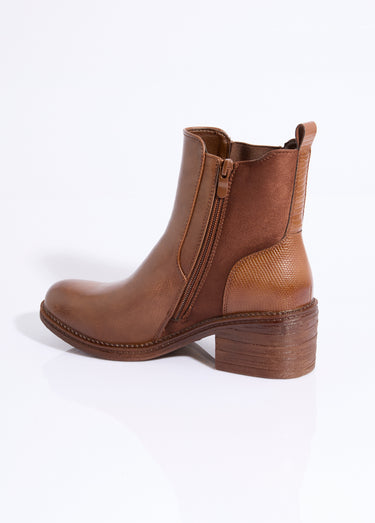 Boots Chelsea à talon et bout rond Marron