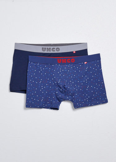 Boxers assortis en coton, uni + imprimé Imprime/Bleu