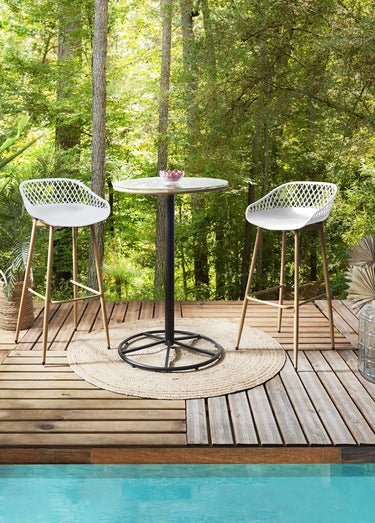 Tabouret de bar avec dossier ajouré Blanc