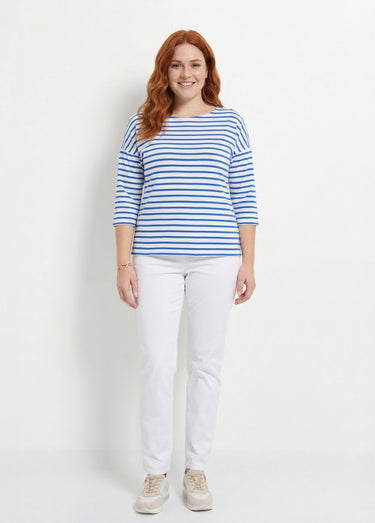 T-shirt marinière rayé manches 3/4 Blanc/Bleu