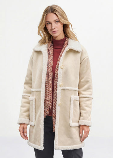 Manteau effet peau lainée femme chaud et élégant Peau Lainée