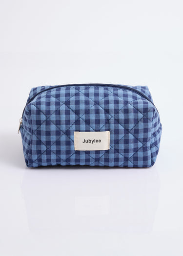 Trousse de toilette matelassée carreaux Bleu