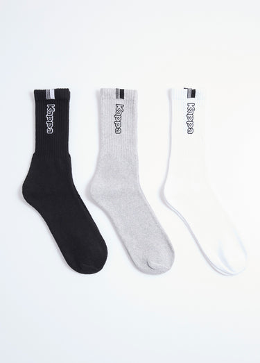 Chaussettes de sport côtelées assorties Blanc/Gris/Noir