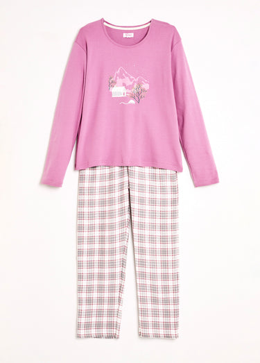 Pyjama pantalon chaud coton flanelle carreaux Violine