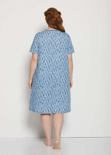 Chemise de nuit tee-shirt mi-longue Imprime Bleu Canard